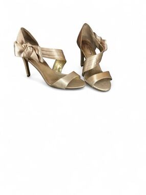 Evening Bow Strap High Heel Sandals - Gold